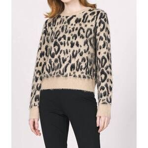NEW ANOTHER LOVE mina novelty sweater in snow leopard